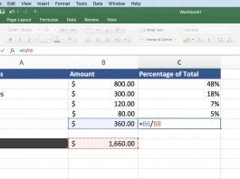 Formula for Percentage of Total in Excel