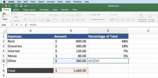 Formula for Percentage of Total in Excel